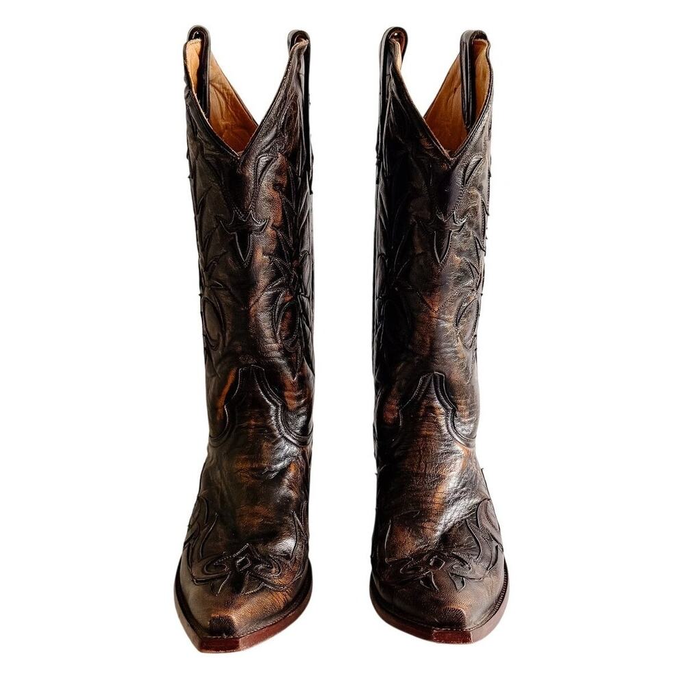 VTG Old Gringo Boot Star Leather Cowboy Boots Mens 10D Snip Toe Western Festival